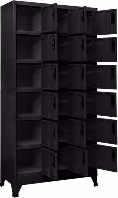 Berkfield Home Black Metal Locker Cabinet with Hinged Doors and Lock, W/D/H: 90 x 40 x 180 cm – 1
