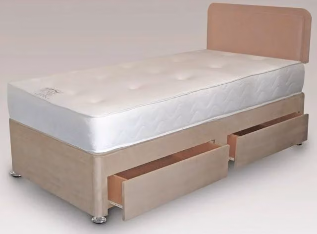 IKEA Deluxe Memory Elite Pocket 1000 Hybrid Divan Bed in Beige, W/D/H: 90 x 200 cm