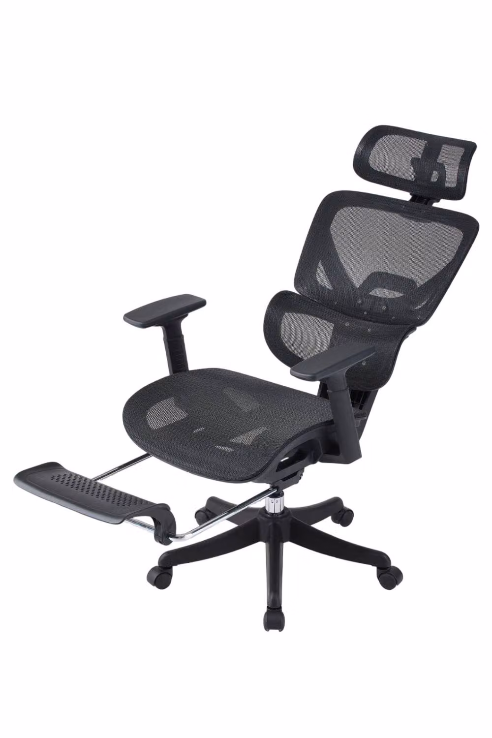 Living and Home Modern Black Fabric Height Adjustable Swivel Task Office Chair with Headrest and Armrests – 3