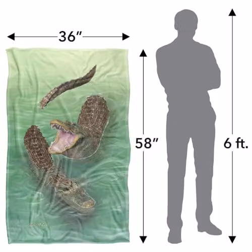 JQ Licensing Royce Mcclure Swamp Alligators Silky Touch Super Soft Fleece Throw Blanket, Green, W/D/H: 91 x 147 cm – 2