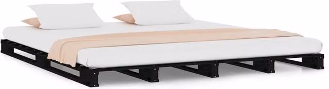 Berkfield Home Pallet Bed in Black Solid Pine Wood, W/D/H: 120 x 190 cm