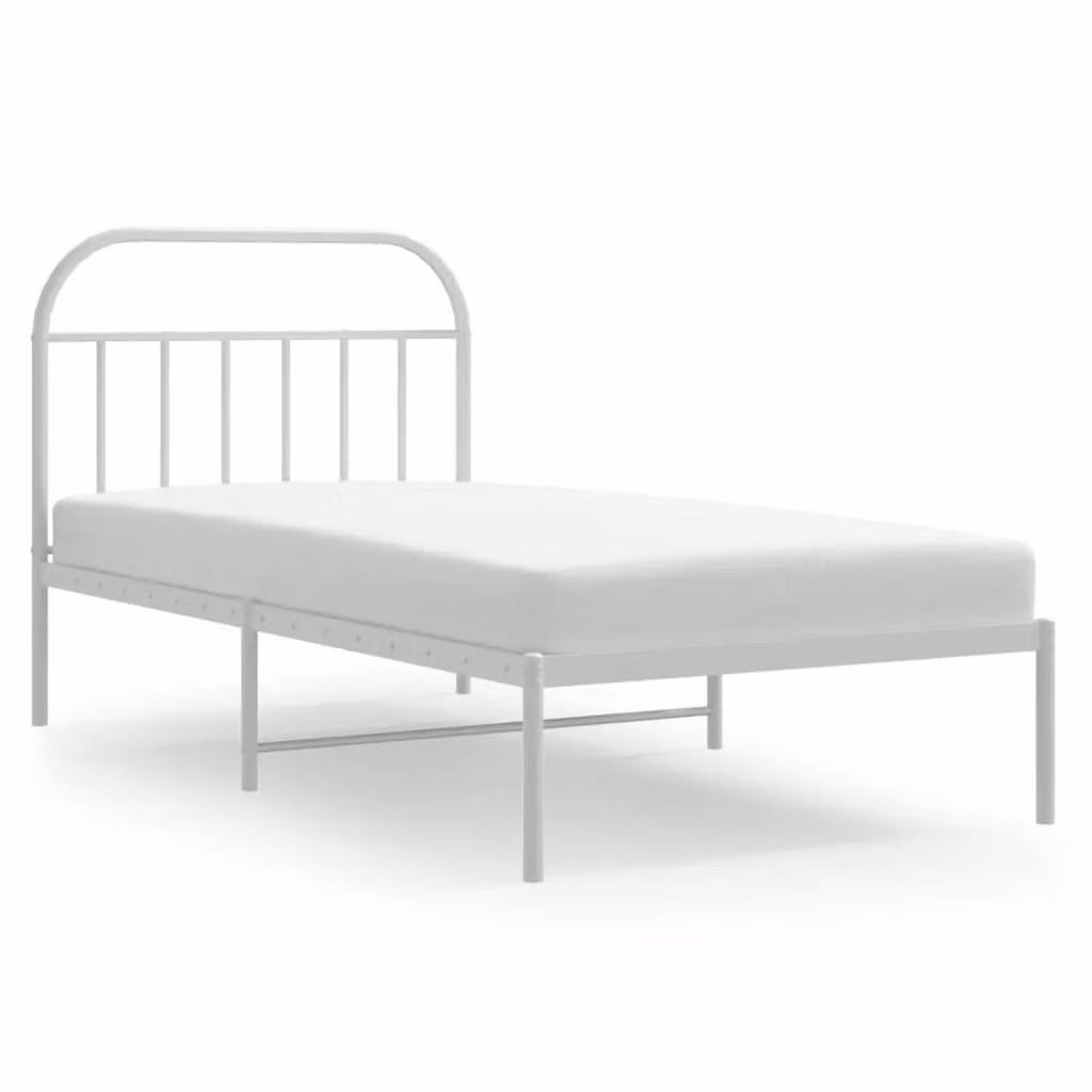 Berkfield Home Metal Bed Frame with Headboard, White, W/D/H: 100 x 200 cm – 2