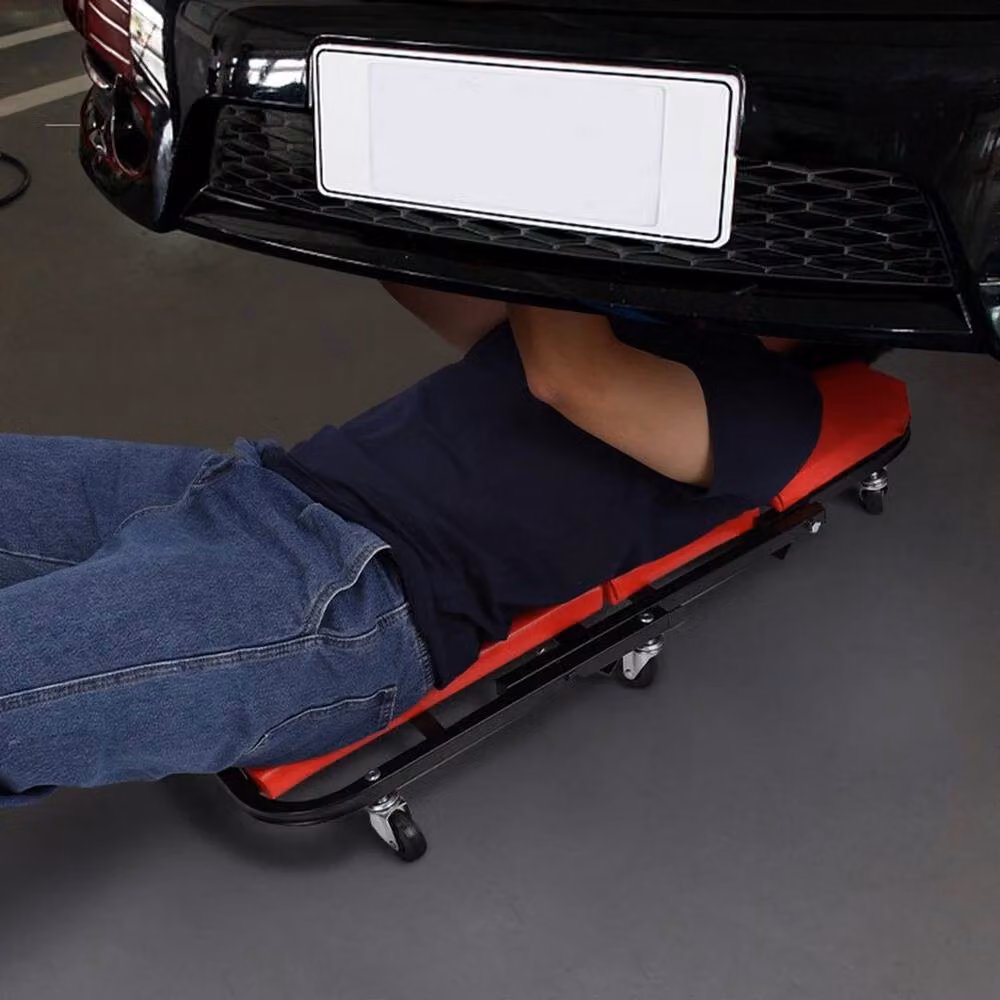 NESTLUNE Folding Mechanics Padded Creeper Trolley Seat in Red, W/D/H: 100 x 52 x 42 cm – 4