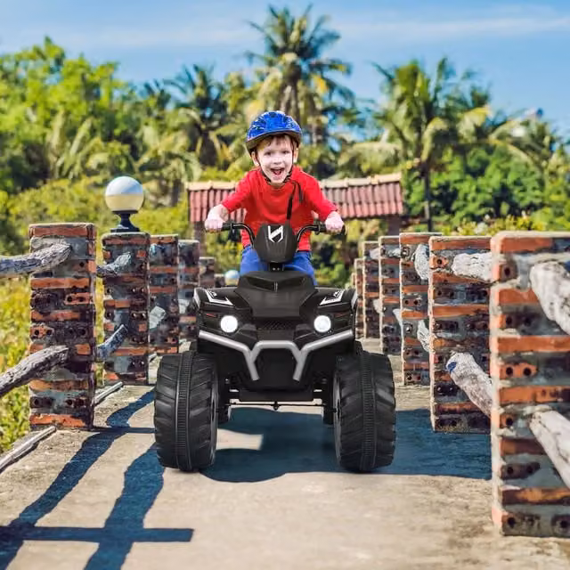 Costway 12V Electric Kids Quad ATV Ride on Car with Light and Sound, Black