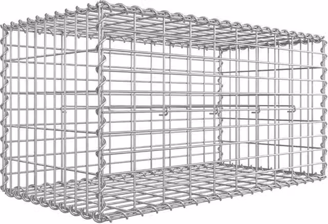 Nordara Gabion Stone Basket in Silver Galvanised Steel, W/D/H: 100 x 50 x 50 cm – 1
