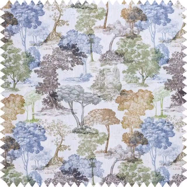 House of Hackney Dendrophilia Cotton Linen Delphinium Multicolour Blue GOTS Certified Fabric