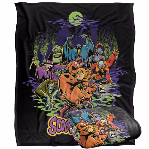 LOGOVISION Scooby-Doo and Shaggy Chased by Monsters Super Soft Fleece Throw Blanket, Multicolour, W: 152 cm, D: 127 cm – 1