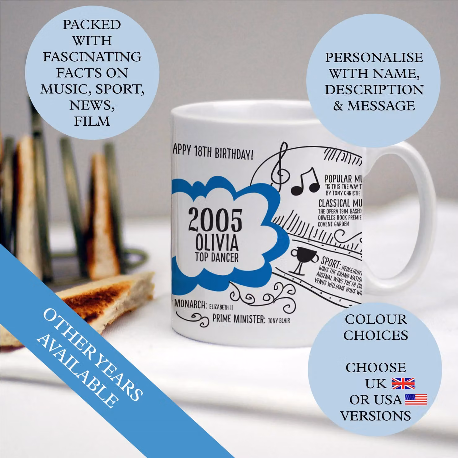 Afewhometruths Personalised 21st Birthday Mug with Custom Name and 2005 Birth Year Memories in Red and White – 2