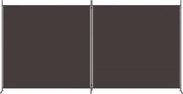 Berkfield Home 2-Panel Fabric and Metal Room Divider in Brown, W: 348 cm, H: 180 cm