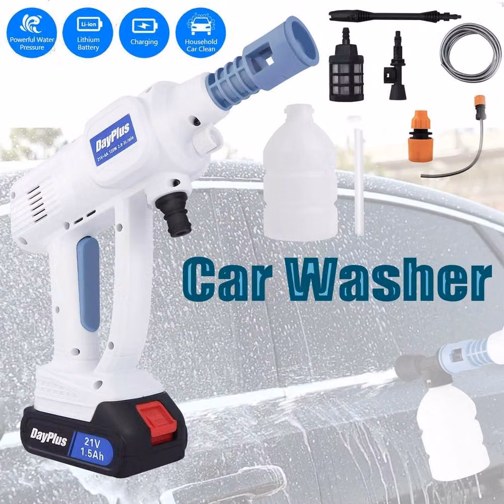 SPETLEK Portable Cordless High Pressure Car Jet Washer with 2 Rechargeable Batteries in White – 2