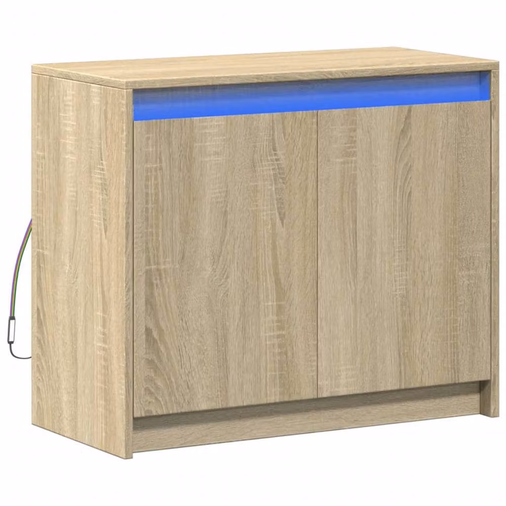 Berkfield Home Modern Sideboard in Sonoma Oak with Integrated LED Lighting, Light Brown, W/D/H: 72 x 34 x 61 cm – 2