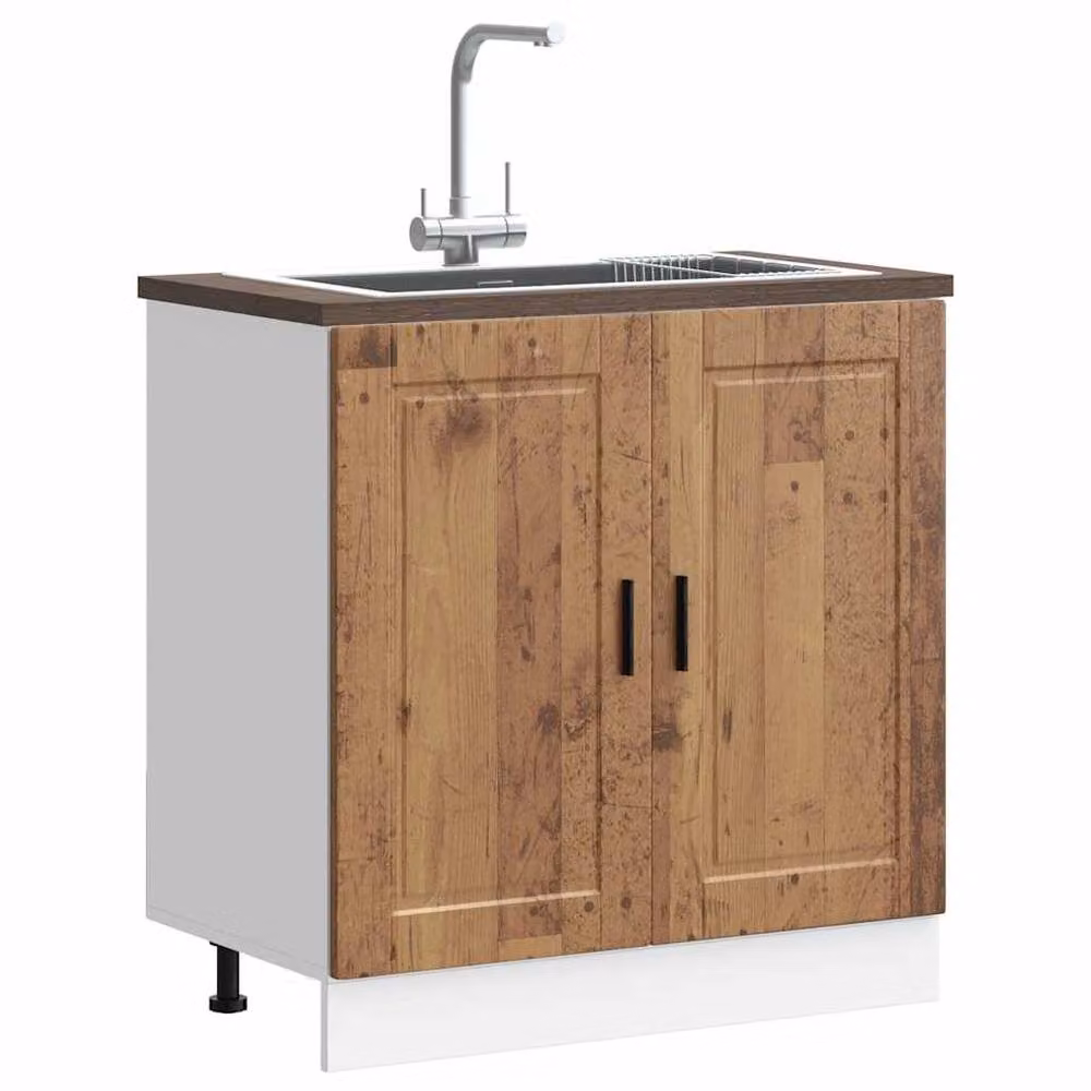 Berkfield Home Porto Sink Base Cabinet in Old Wood Brown, W/D/H: 80 x 46 x 81.5 cm – 2