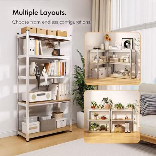 VonHaus 5-Tier Heavy Duty Garage Shelving Units in Silver, H 180 cm x W 90 cm x D 40 cm – 3