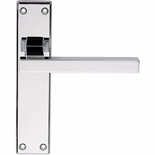 Loops Pair of Straight Square Handle on Latch Backplate, Polished Chrome, W: 180 mm, H: 40 mm