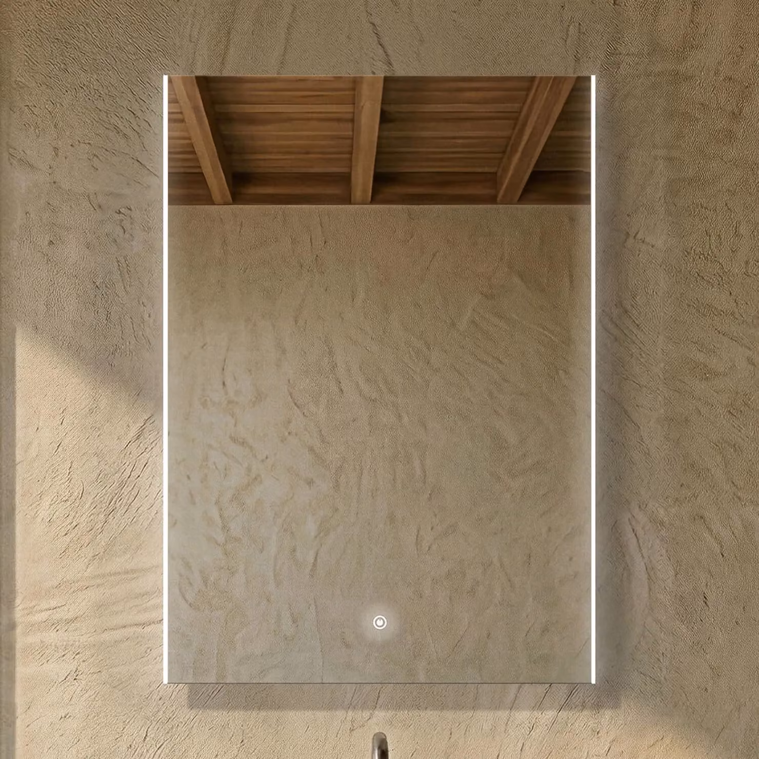 Balterley Rectangular LED Touch Sensor Mirror with Demister, Silver, W: 70 cm, H: 50 cm, Chrome Finish – 3