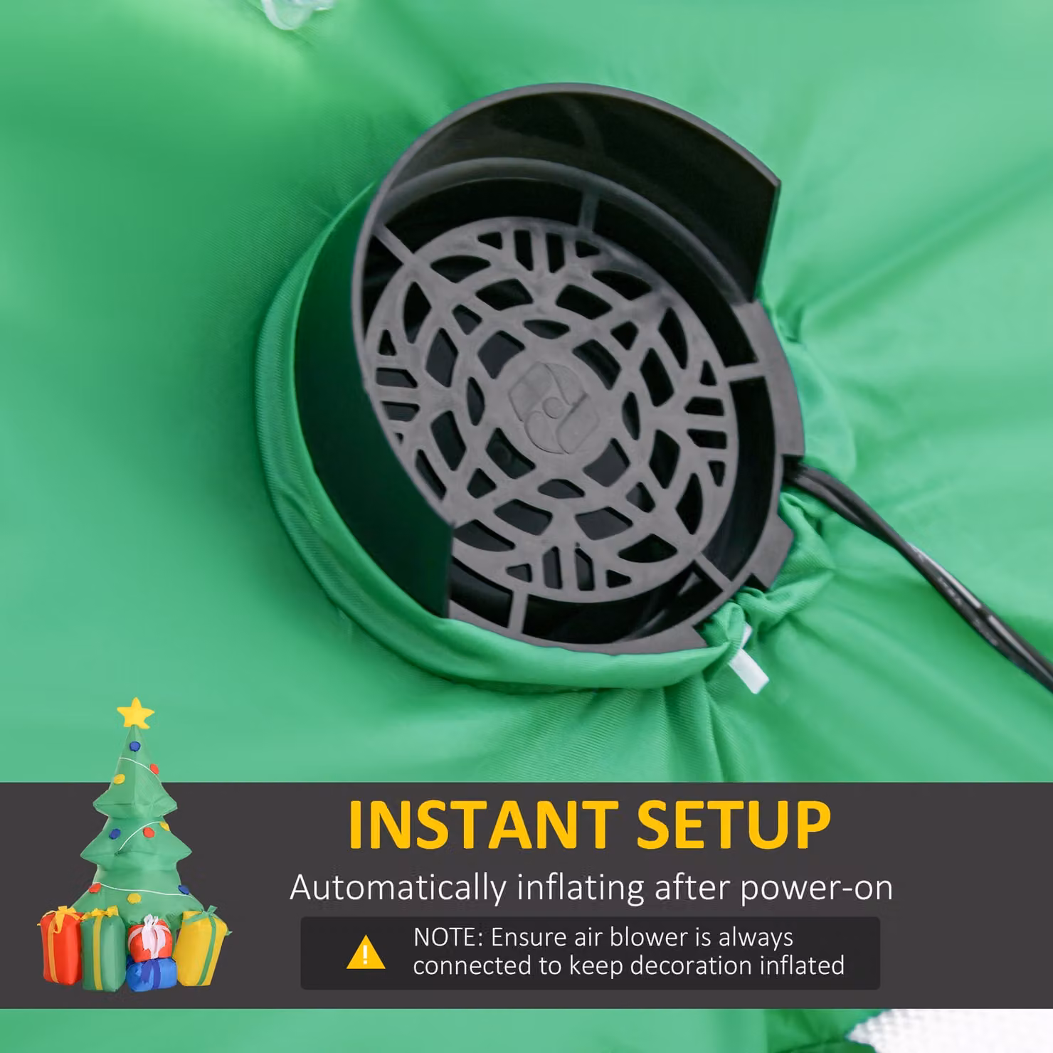 HOMCOM Inflatable Christmas Tree with LED Lights and Star Decoration in Green and White, Height: 150 cm – 5