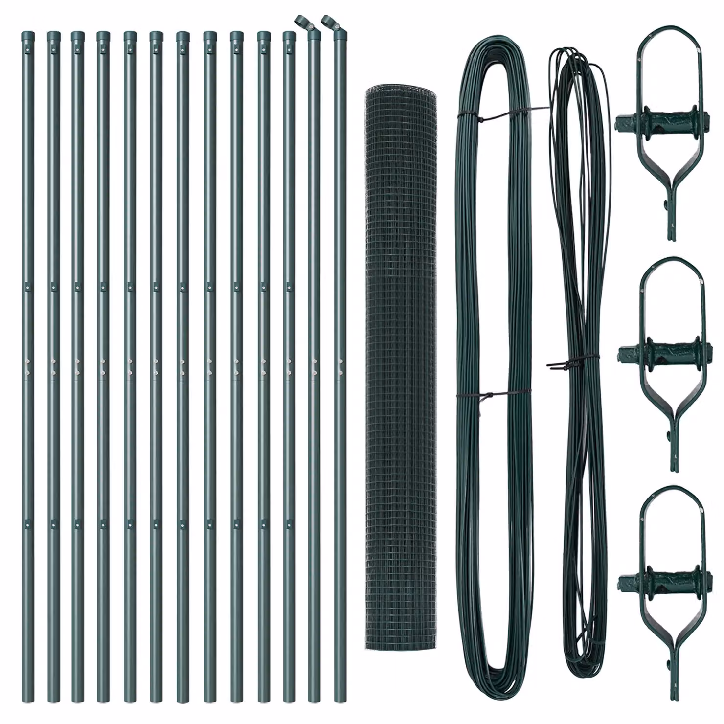 Berkfield Home Green Steel Welded Wire Fence with 13 Posts, W: 140 cm, L: 25 m – 3