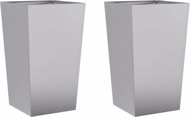 Berkfield Home Garden Galvanised Steel Planter Tubs, Grey, 2 Pack, W/D/H: 45 x 45 x 75 cm – 1
