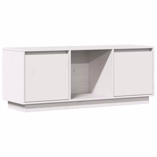 vidaXL Modern White Solid Wood Pine TV Cabinet W: 110.5 cm, D: 35 cm, H: 44 cm
