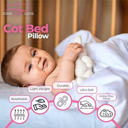 Home Sweet Home UK Anti-Allergy Toddler Cot Pillow, White Microfibre, W: 40 cm, L: 60 cm – 2
