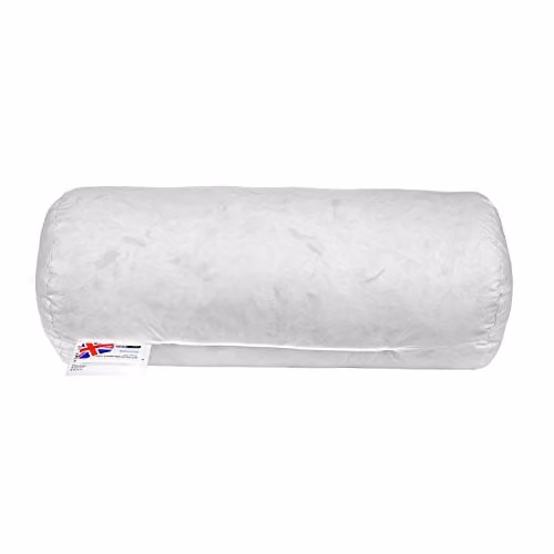 Homescapes White Duck Feather and Down Bolster Cushion Insert with Cotton Cover W/D/H: 45 x 20 x 20 cm