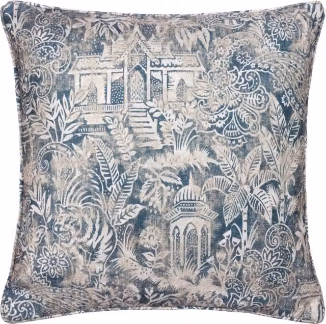 Make it a Home Bengal Chenille Square Cushion in Wedgewood Blue with Polyester and Feather Filling