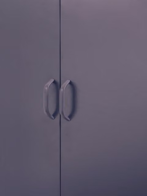 Orsina Modern Grey Metal Two Door Locker Style Wardrobe with Internal Shelves and Hanging Rod