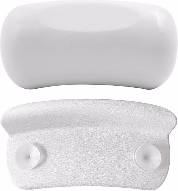 KORVIXA Non-Slip Contoured Bath Pillow in White for Neck, Shoulder and Back Support