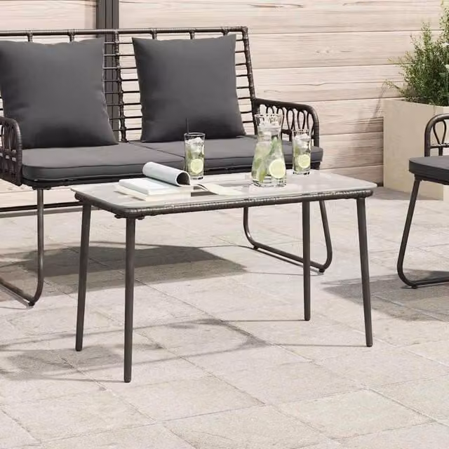 Berkfield Home Black Poly Rattan Garden Table, W/D/H: 80 x 40 x 45 cm – 1