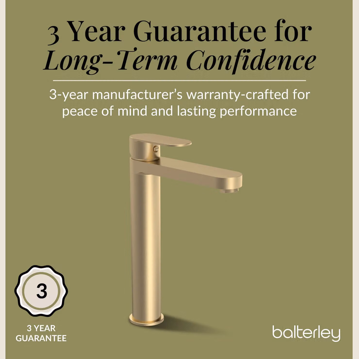 Balterley Cascade Round Tall Mono Basin Mixer Tap in Brushed Brass – 3