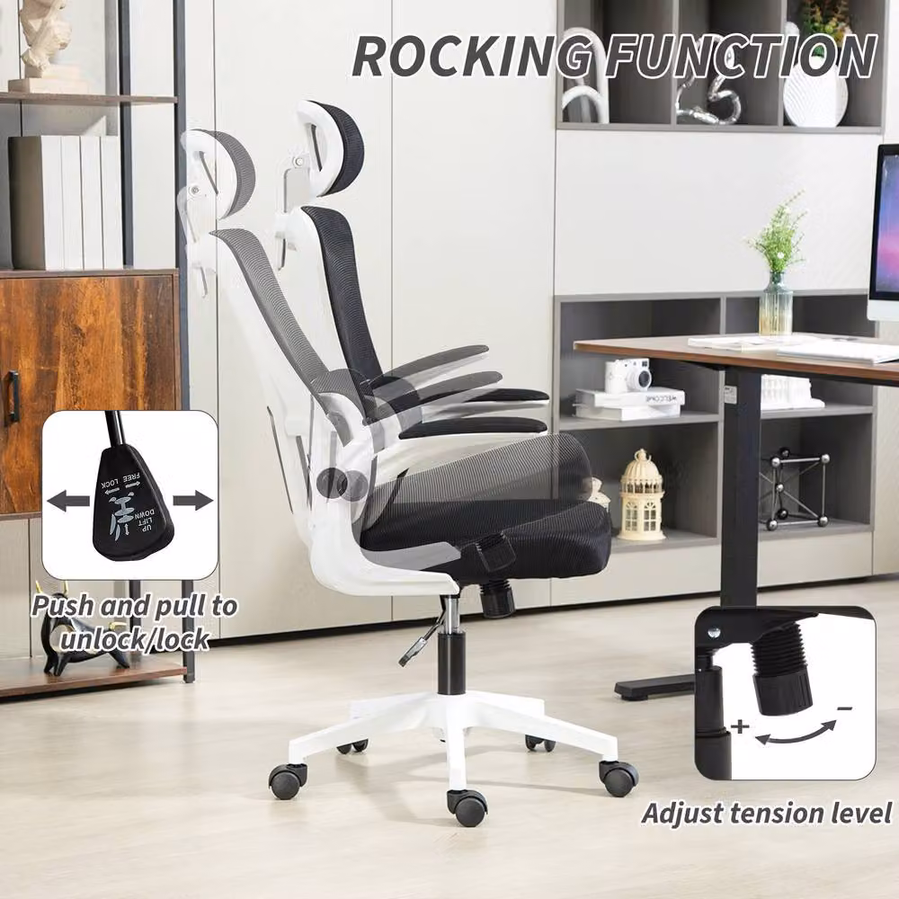 STILVORA Black Fabric Task Chair with Headrest and 360 Degree Swivel – 5