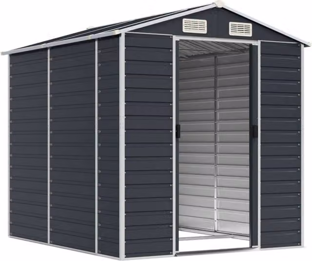 Berkfield Home Anthracite Galvanised Steel Garden Shed in Dark Grey, W/D/H: 191 x 215 x 198 cm – 1