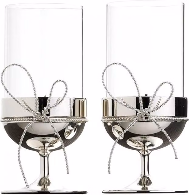 Fiskars Vera Wang Love Knots Glass Tea Light Holder Pair in Transparent
