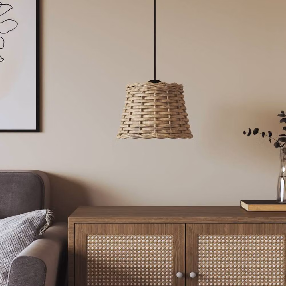 Berkfield Home Brown Wicker Ceiling Lamp Shade, W: 20 cm, H: 15 cm – 2