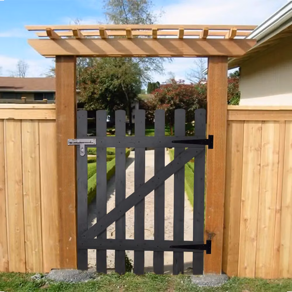 Living and Home Grey Wooden Outdoor Garden Fence Gate with Latch, W: 120 cm, H: 90 cm – 2