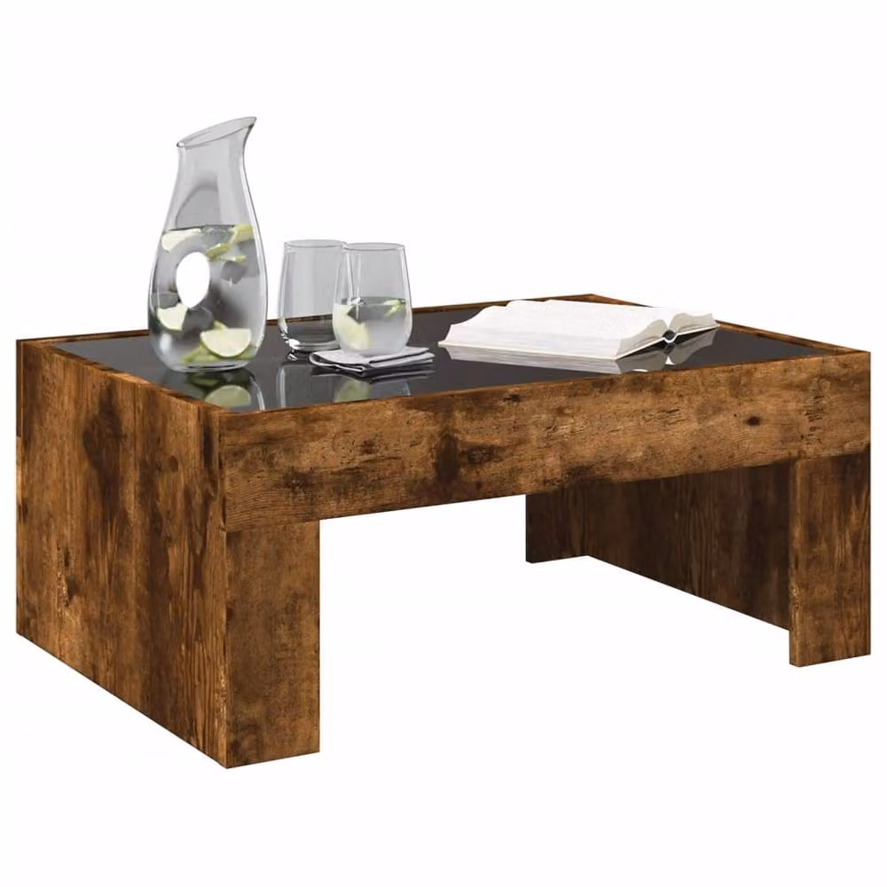 Berkfield Home Infinity LED Coffee Table in Smoked Oak Brown, W: 70 cm, D: 50 cm, H: 30 cm – 2