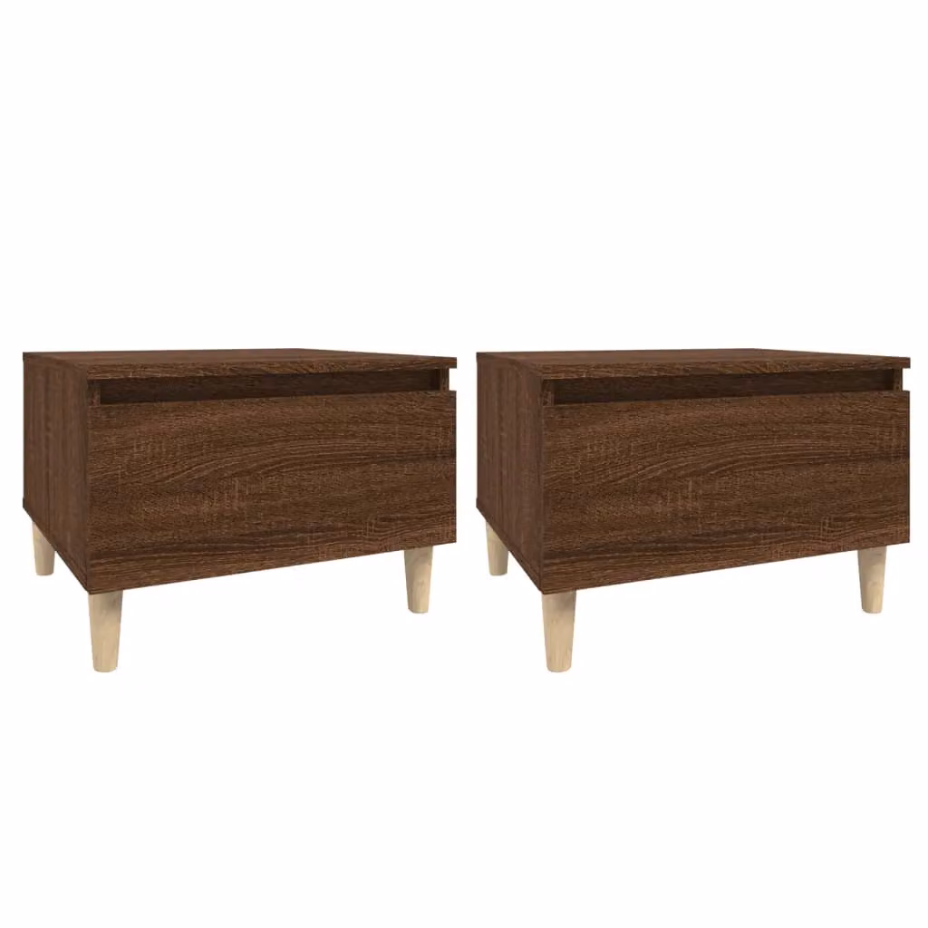 Berkfield Home Set of 2 Brown Oak Side Tables, W/D/H: 50 x 46 x 35 cm – 1