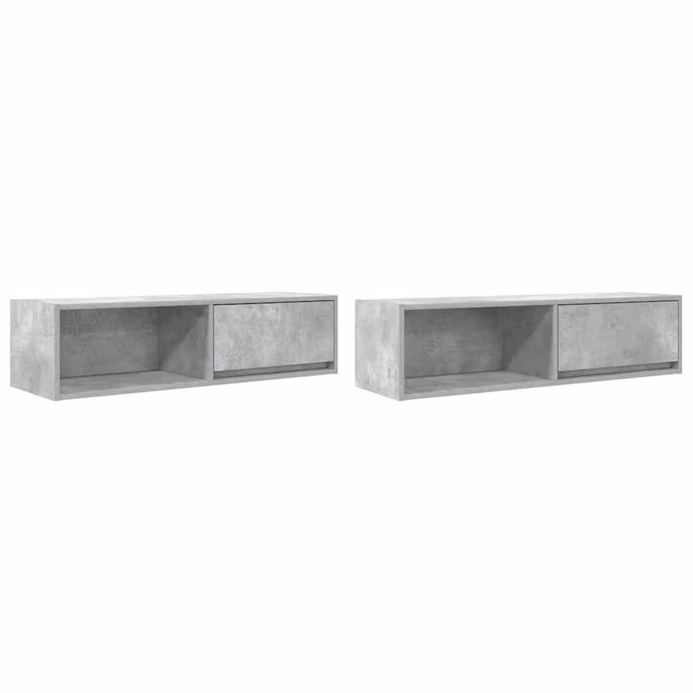 Berkfield Home Set of 2 Modern TV Cabinets in Concrete Grey, Engineered Wood, W: 100 cm, D: 31 cm, H: 25.5 cm – 2