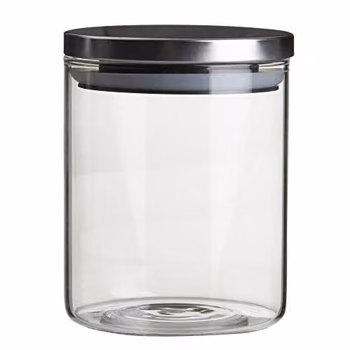 Orsina Freska Airtight Storage Jar, 700 ml, Transparent Glass with Silver Metallic Lid