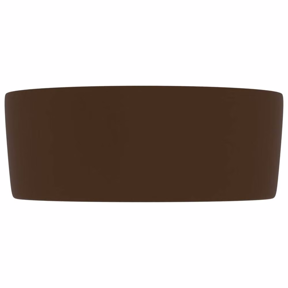 Berkfield Home Luxury Round Ceramic Wash Basin in Matt Dark Brown, W/D/H: 40 x 40 x 15 cm – 3
