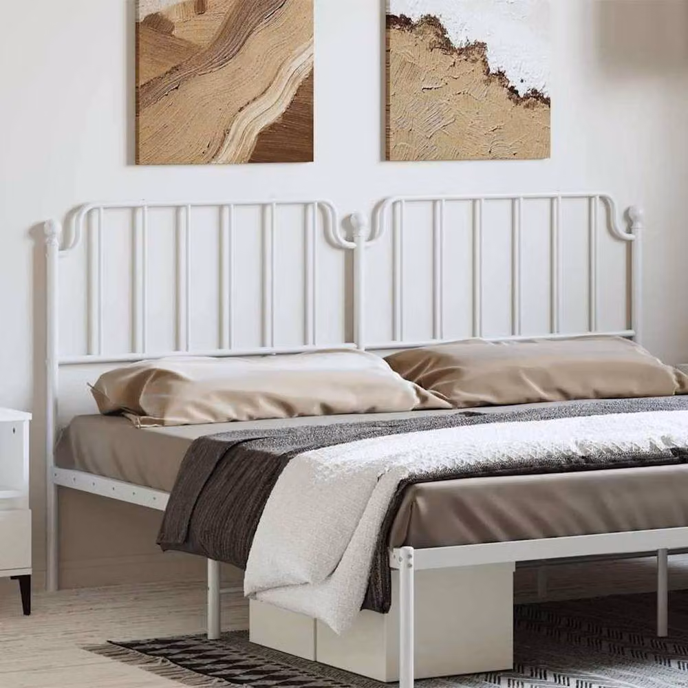 Berkfield Home Classic Metal Headboard in White, 193 cm – 2