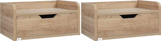 HOMCOM Modern Floating Bedside Cabinet with Drawer in Brown