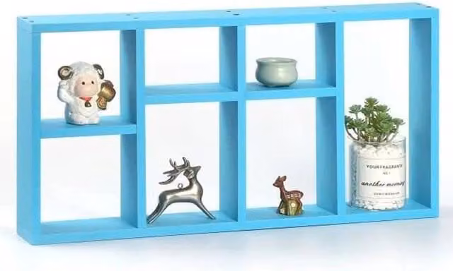 FLAVORA Blue Modern Space Saving Floating Wall Shelves, W: 50 cm