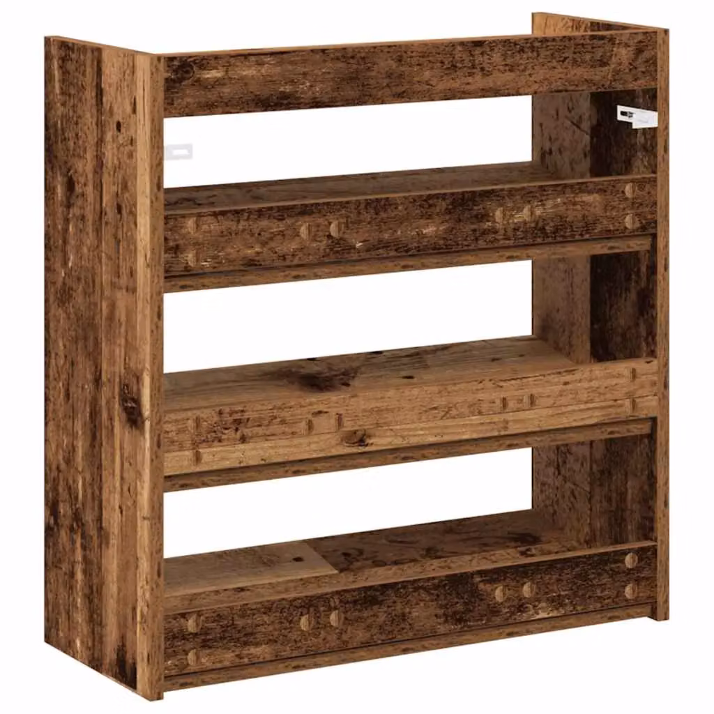 Berkfield Home Rustic Old Wood Shoe Rack in Brown, W/D/H: 60 x 25 x 62 cm – 5