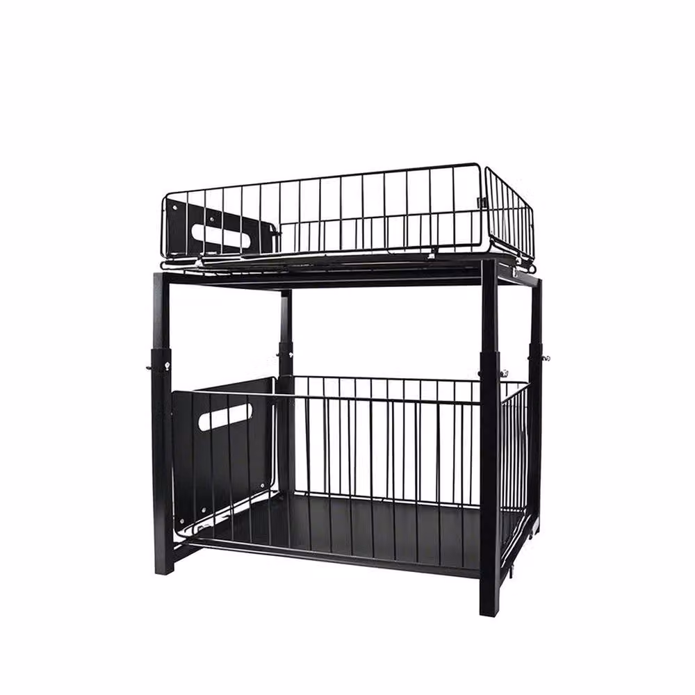 SPETLEK 2 Tier Under Sink Organizer Pull Out Cabinet Baskets in Black – 2
