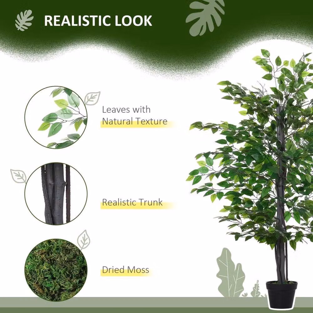 NESTLUNE Artificial Green Banyan Tabletop Faux Decor Tree – 4