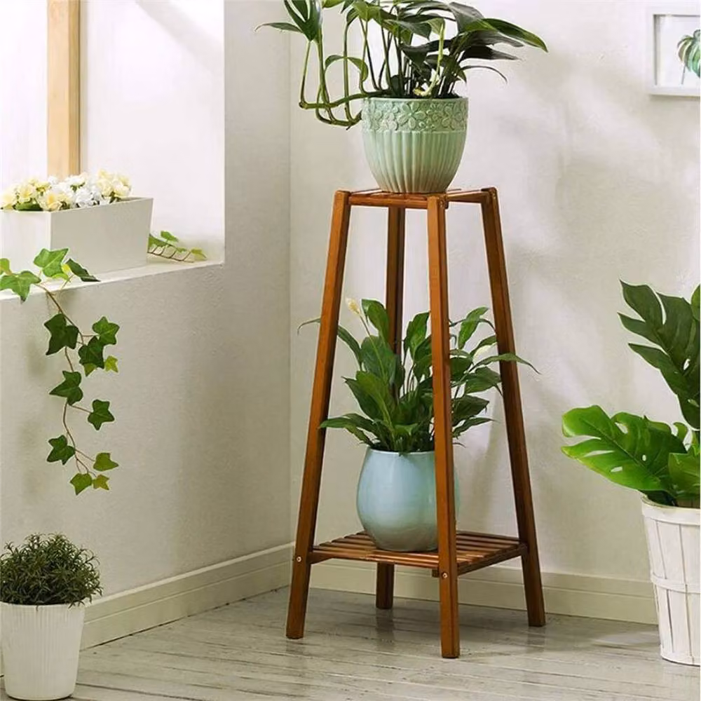 FLAVORA 2-Tier Square Wood Planter in Brown, W/D/H: 30.5 x 30.5 x 76 cm – 2