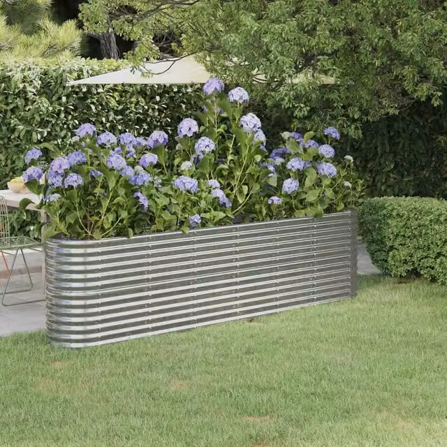 Berkfield Home Garden Silver Powder-coated Steel Raised Bed, W/D/H: 260 x 40 x 68 cm