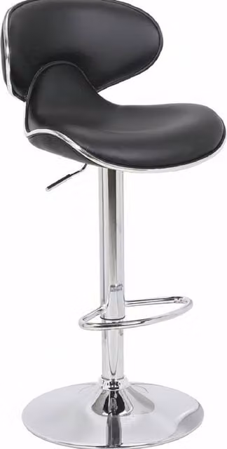 netfurniture Planet Modern Kitchen Breakfast Bar Stool with Black Padded Synthetic Leather Seat and Metal Frame – 1