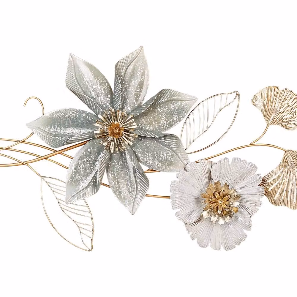 Wyld and Coco Gilded Aura Gold Handmade Metal Floral Wall Art – 2
